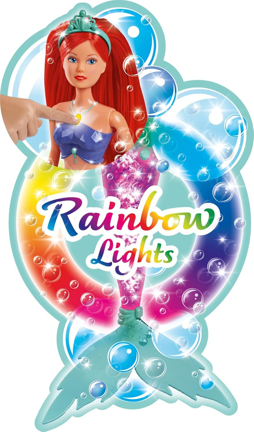 Simba 105733656 - Steffi Love Sparkling Mermaid Doll (39cm) - Glödande sjöjungfrufärg som ändrar lysande regnbåge Vattentät leksak för barn från 3 år och uppåt