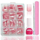 Ballerina lösnaglar set - 240 stycken Delikat lila rosa lösnaglar, heltäckande lim på lösnaglar, lösnagel tips set för manikyr och nagelkonst för kvinnor och flickor (lavendelrosa)