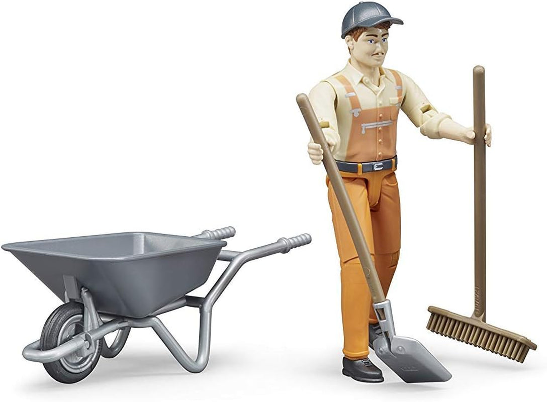 Bruder 62130 - Bworld figuruppsättning kommunalarbetare - leksaksfigur i skala 1:16, byggfordon, byggnadsarbetare, gård, man Actionfigurer Naty Shop Standardtitel