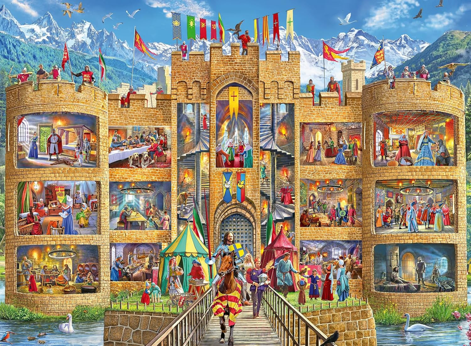 Ravensburger pussel för barn - 10016 I rymden - Rymdpussel för barn från 7 år med 150 bitar i XXL-format Pussel Naty Shop Utsikt i riddarborgen