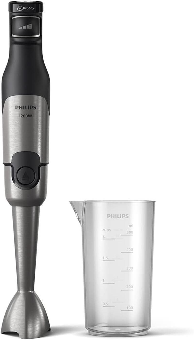 Philips 5000-Serie Stabmixer - 1200W Leistung. Promix-teknik. Led Geschwindigkeitsanzeiger. Stufenlose Geschwindigkeitseinstellung. Kompakt design. Leicht Zu Reinigen. Schwarz (HR2681/00) Kitchen Naty Shop