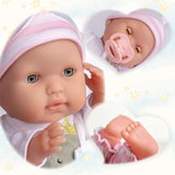 JC Toys - Berenguer Boutique 38 cm mjuk, verklighetstrogen docka med öppen/sluten mun, presentset i 10 delar, nappflaska, skallra, napp och tillbehör, rosa, 2+