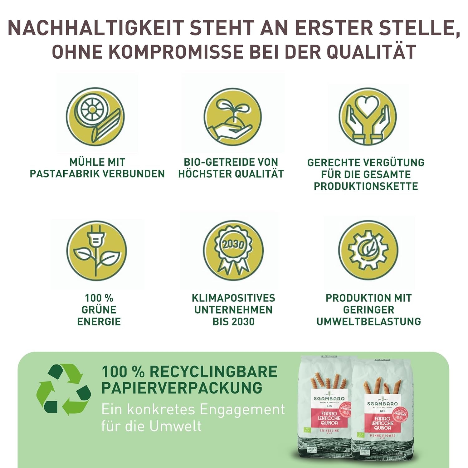 Ekologisk pasta Trivelline N.47 - 500g med dinkelmjöl, linsmjöl och quinoamjöl - Rik på protein, källa till fiber och protein