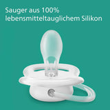 Philips AVENT ultraluftnappar - paket med 4 BPA-fria nappar som andas för bebisar 6-18 månader, inklusive bärväska och sterilisering, sköldpadda/valmönster (modell SCF085/66)