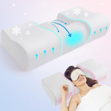 Hydomi Anti-Wrinkle Kudde 2-i-1 Anti-Aging Skönhetskudde Ortopedisk nackstödskudde Nacke och axel smärta Memory Foam Kudde för att hålla huvudet rakt Naty Shop Cervikala ortopediska kuddar Grå (60*24,9*14 cm)