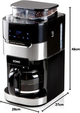 DOMO DO721K "Grind and Brew" espressomaskin - Bean-to-Cup-funktion - LCD-display - För malet kaffe eller hela bönor - 1,5 L