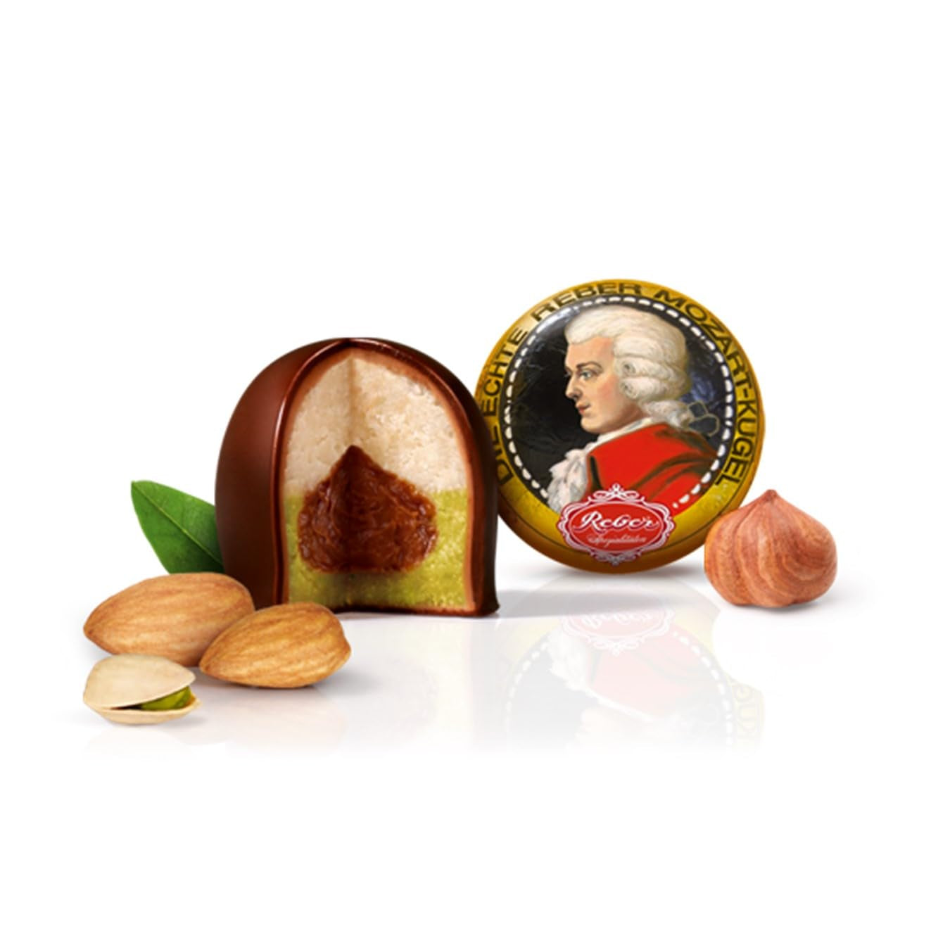 Reber Mozart Balls - Konfektpåse med 8 delar - Äkta Reber Mozart Balls Mörk Choklad, Marsipan & Nougat - 1 x 160g