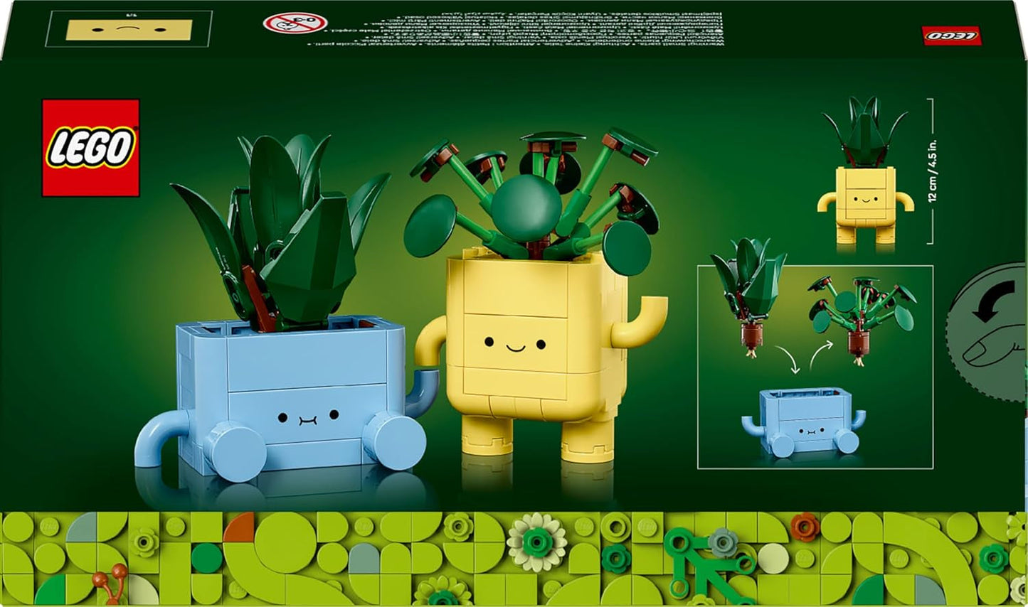 LEGO Botanicals Happy Plants - DIY-set för barn med 2 konstgjorda blommor och 2 färgglada blomkrukor med tecknade ansikten - Presentidé för tjejer från 9 år - 10349 Besuche byggset den LEGO-Store
