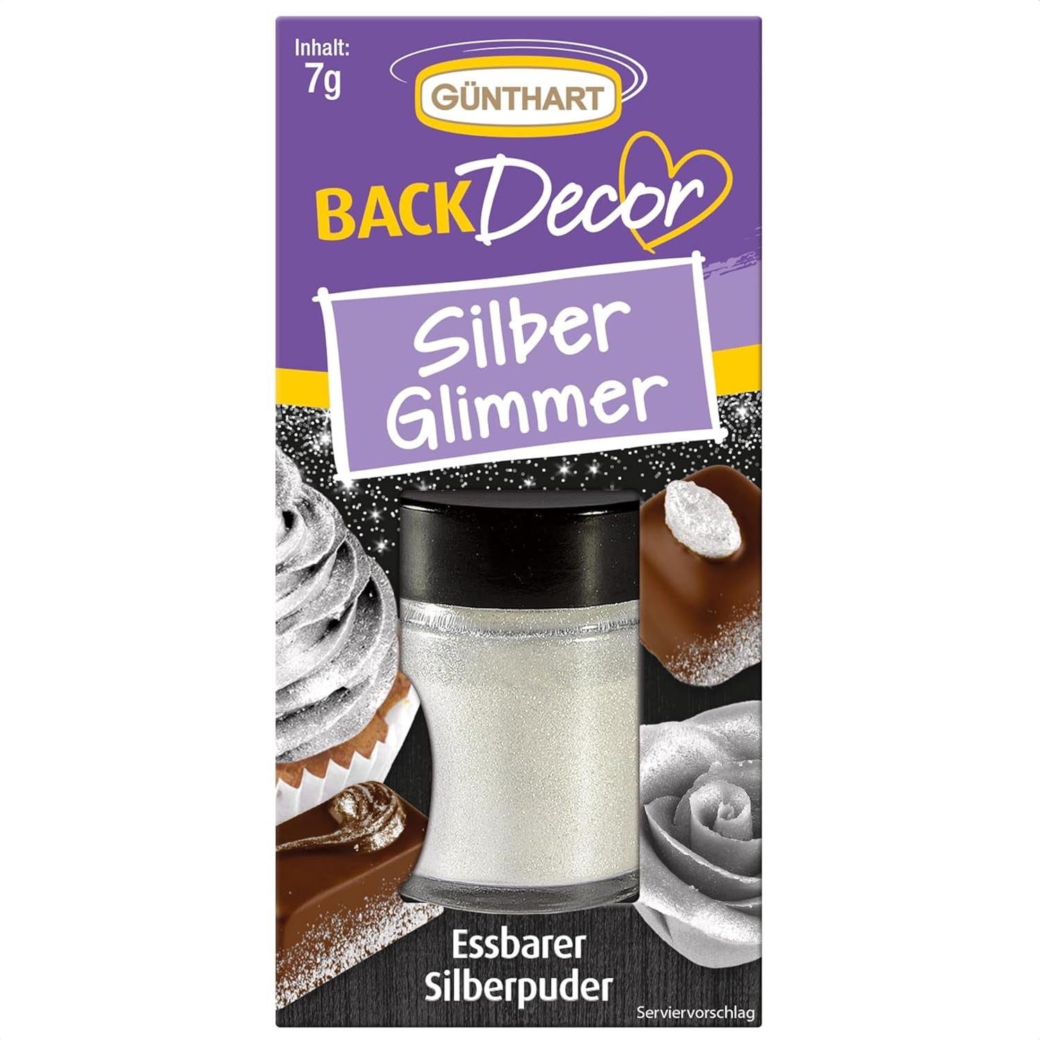 Günthart Backdecor Gold Powder - Ätbart glitter, matfärgningspulver, dryckesglitter - litet glitter med gulddamm för bakentusiaster, 1 förpackning (1 x 7g)