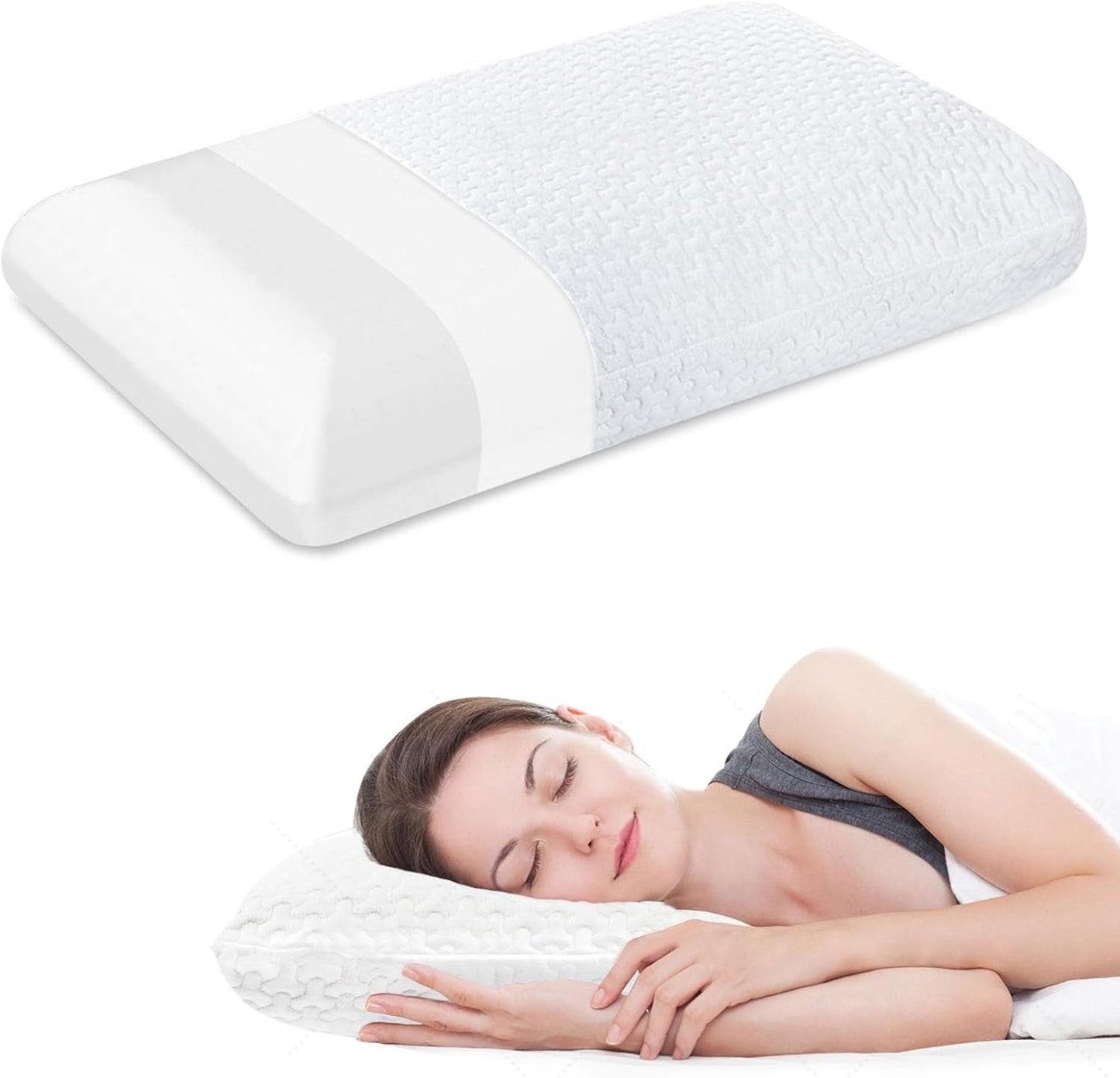BDTFO Nacksmärta Memory Foam Kudde Ortopedisk cervikal konturkudde Nackstöd för rygg Magside Sleeper med Tvättbart Andas Dragkedja Cervikal Ortopediska Kuddar Naty Shop White Bread