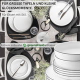 SANGER | Marlo Black and White Edge servisset, 18 delar porslinsservis set för 6, vitt med svarta accenter, mattallrikar, desserttallrikar och skålar, modern design | PREMIUM KOLLEKTIONEN