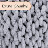 Chunky stickad filt, plagg, 100% handstickad med jumbo chenillegarn (127 X 152,4 Cm, lila grå) Sängar och filtar Adyrescia
