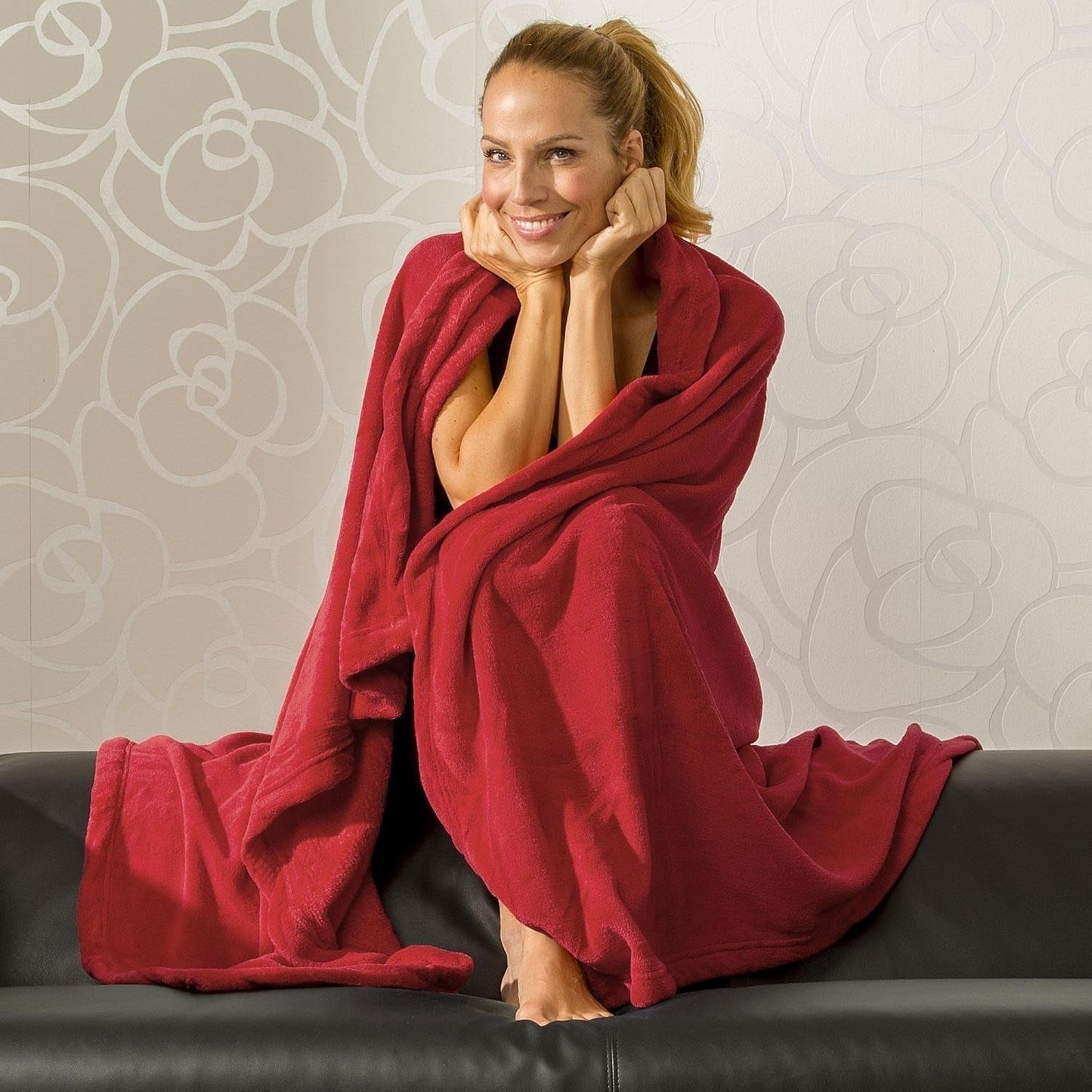 Celinatex fluffig filt XXL 220 X 240 Cm röd sofffilt varm filt mjuk mikrofiber Fleece Oeko-Tex Montreal Sängar och överdrag Besuche den CelinaTex-Store