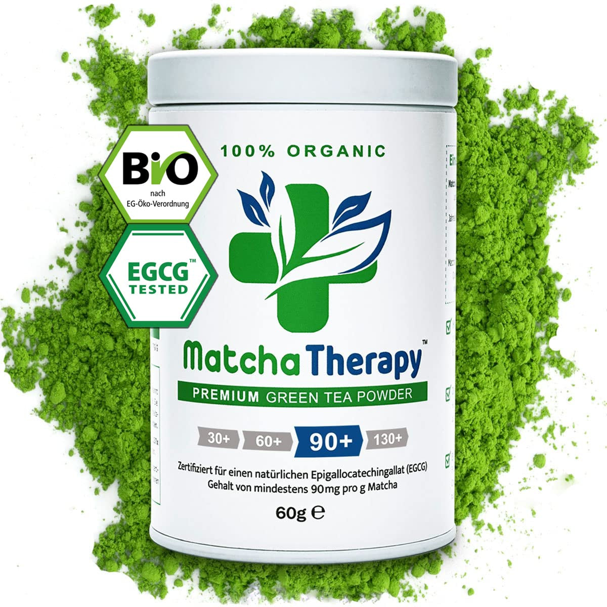 Matchaterapi 30+ | Ekologiskt Matcha-tepulver | 60 g | Med ett verifierat innehåll på minst 30 mg/g katekin EGCG | Stödjer immunförsvaret och energinivåer | Ceremoniell kvalitet | Grönt te från Japan