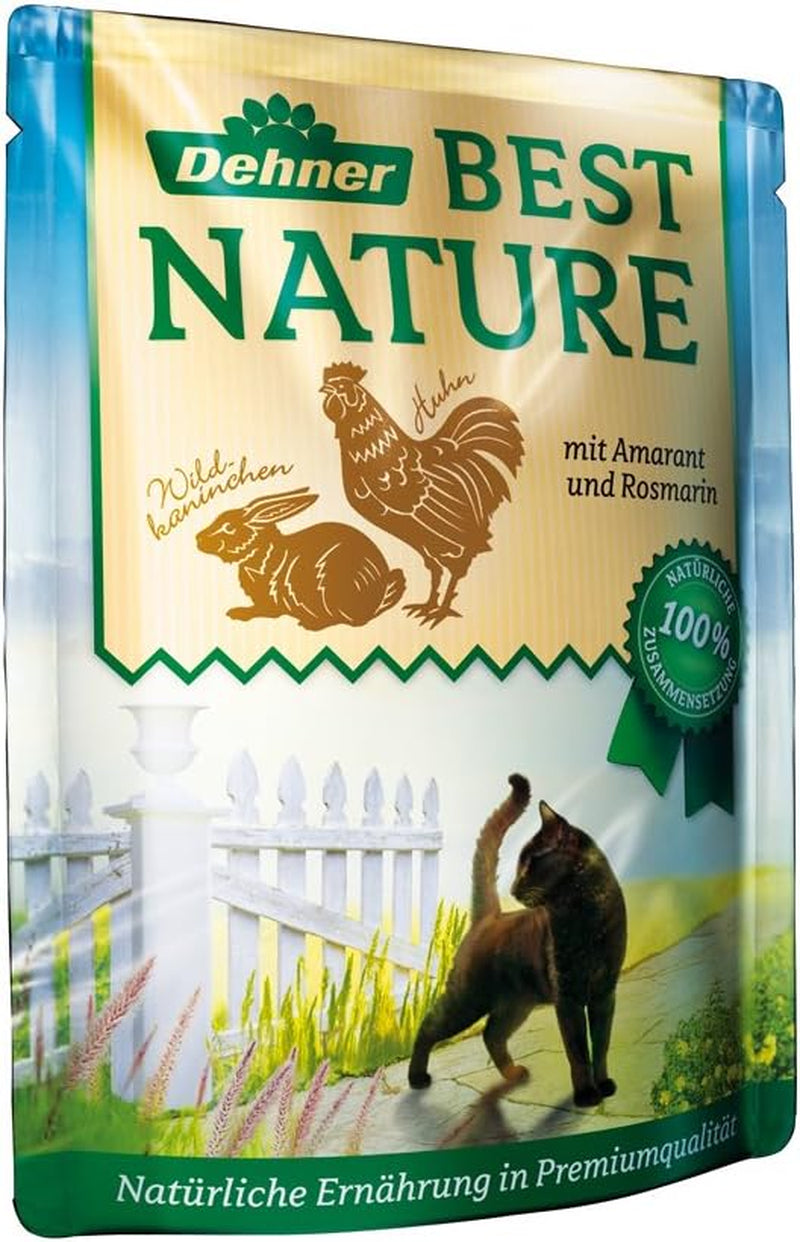 Dehner Best Nature Katzenfutter Multipack, Nassfutter, für ausgewachsene Katzen, je 2 x Kalb / Wild / Huhn / Kaninchen, 8 x 85 g påse (680 g)