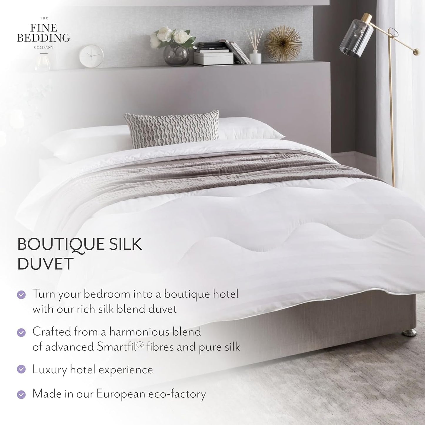 Boutique sidentäcken, lyxiga sängkläder, maskintvättbar (13,5 tog, dubbel) Naty Shop täcken och täcken