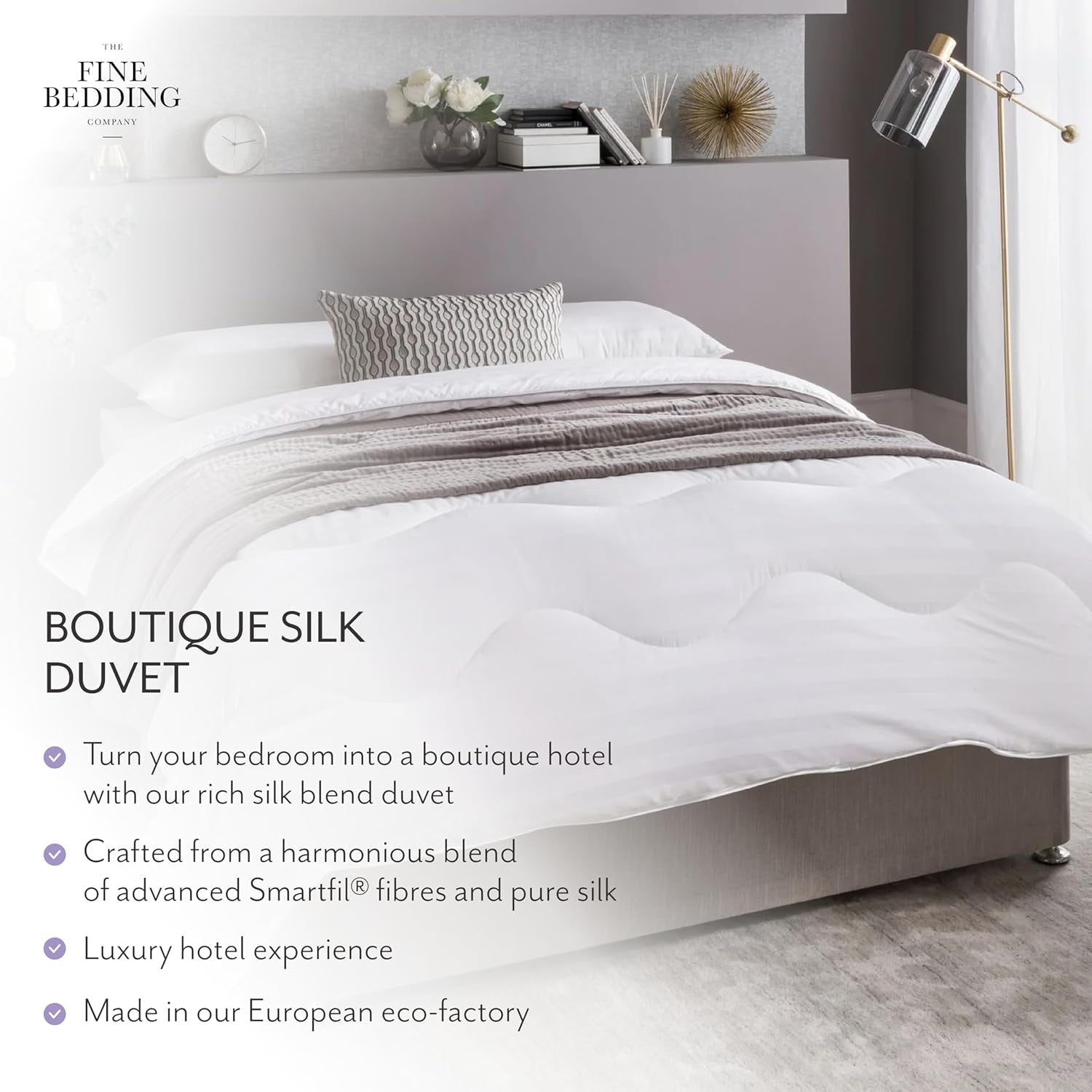 Boutique sidentäcken, lyxiga sängkläder, maskintvättbar (13,5 tog, dubbel) Naty Shop täcken och täcken