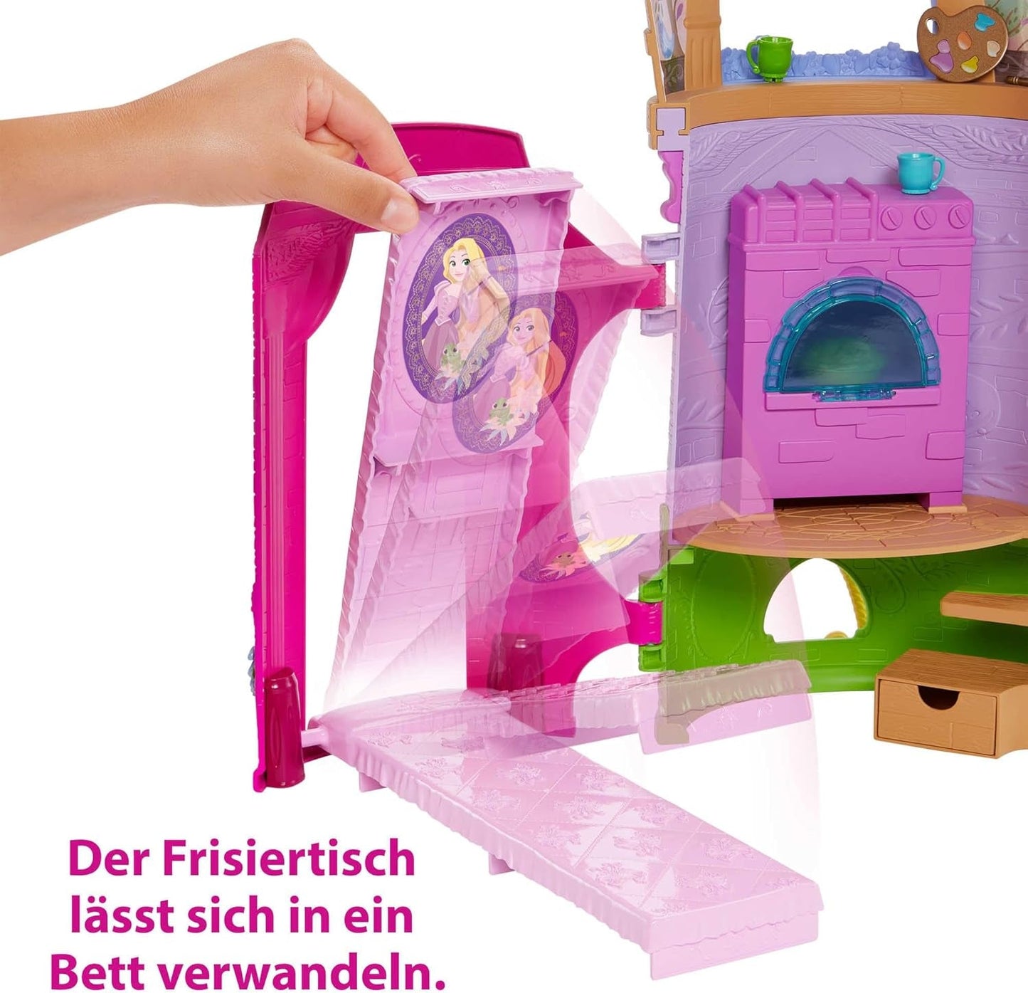 Disney Princess HMV99 - Rapunzel rörlig docka och lektorn med kul runt om, 6 lekområden och 15 tillbehör, inspirerad av Disney-filmen, leksaker för 3 år gamla dockor Naty Shop Dolls