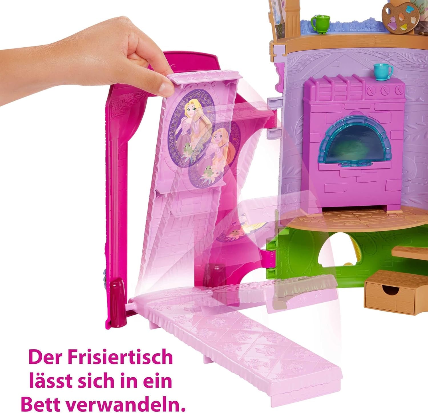 Disney Princess HMV99 - Rapunzel rörlig docka och lektorn med kul runt om, 6 lekområden och 15 tillbehör, inspirerad av Disney-filmen, leksaker för 3 år gamla dockor Naty Shop Dolls