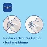 MAM originalnappar, 2-pack, tandvänliga nappar, tillverkade av hållbara och bioregenererbara material, MAM SkinSoft silikonspettar, med napplåda, 6-16 månader, blå/ljusblå