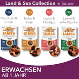 IAMS Delights Land & Sea Collection Wet Cat Food - Kött & Fisksortiment Multipack i sås, våtfoder för katter från 1 år, 72 x 85g