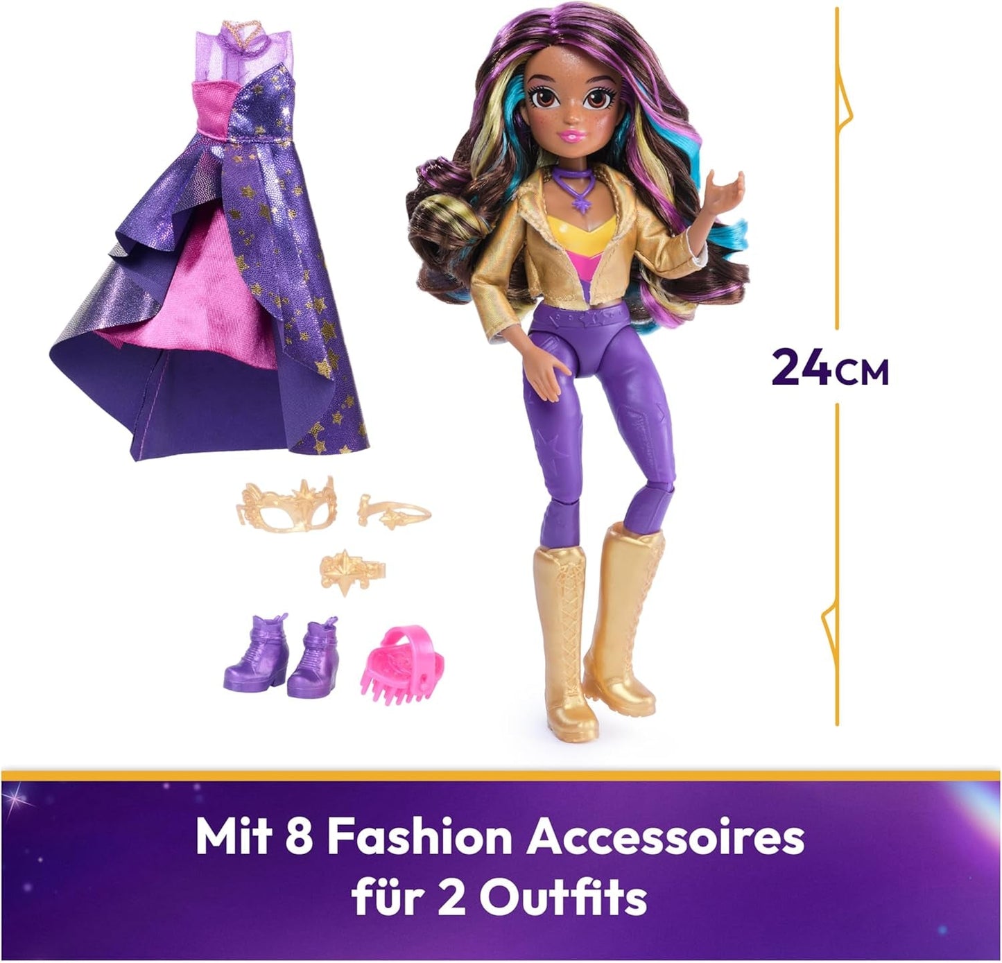 Unicorn Academy Deluxe Masquerade Ball - Sophia Original Doll från den populära Netflix-serien, 24 cm lång, med 2 outfits och tillbehör, från 4 år och uppåt