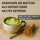 | Matcha ekologiskt pulver 100 g | Grönt te Matcha Powder Ceremoniell Grade | 100 % naturlig och premiumkvalitet | Avgiftande te | Kompatibel med Matcha set, skaft, skål och glas.