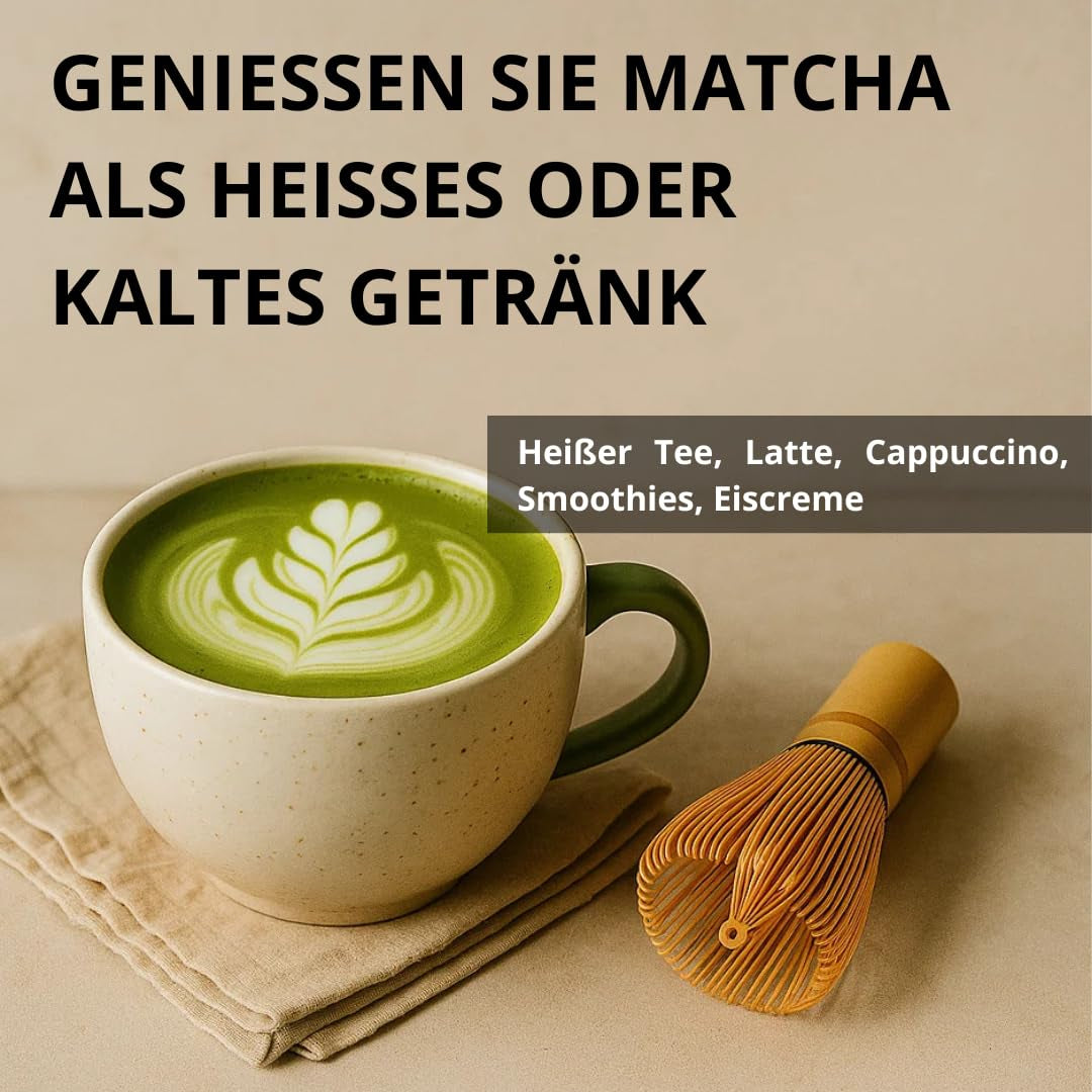 | Matcha ekologiskt pulver 100 g | Grönt te Matcha Powder Ceremoniell Grade | 100 % naturlig och premiumkvalitet | Avgiftande te | Kompatibel med Matcha set, skaft, skål och glas.