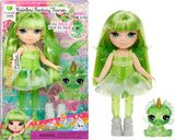 Rainbow High Littles Rainbow Fantasy Fairy and Pet - Emerald, Green - 14 cm ledad liten Fantasy Dragon Doll med utbytbara Fairy Wings, söt present till barn från 4 år och uppåt