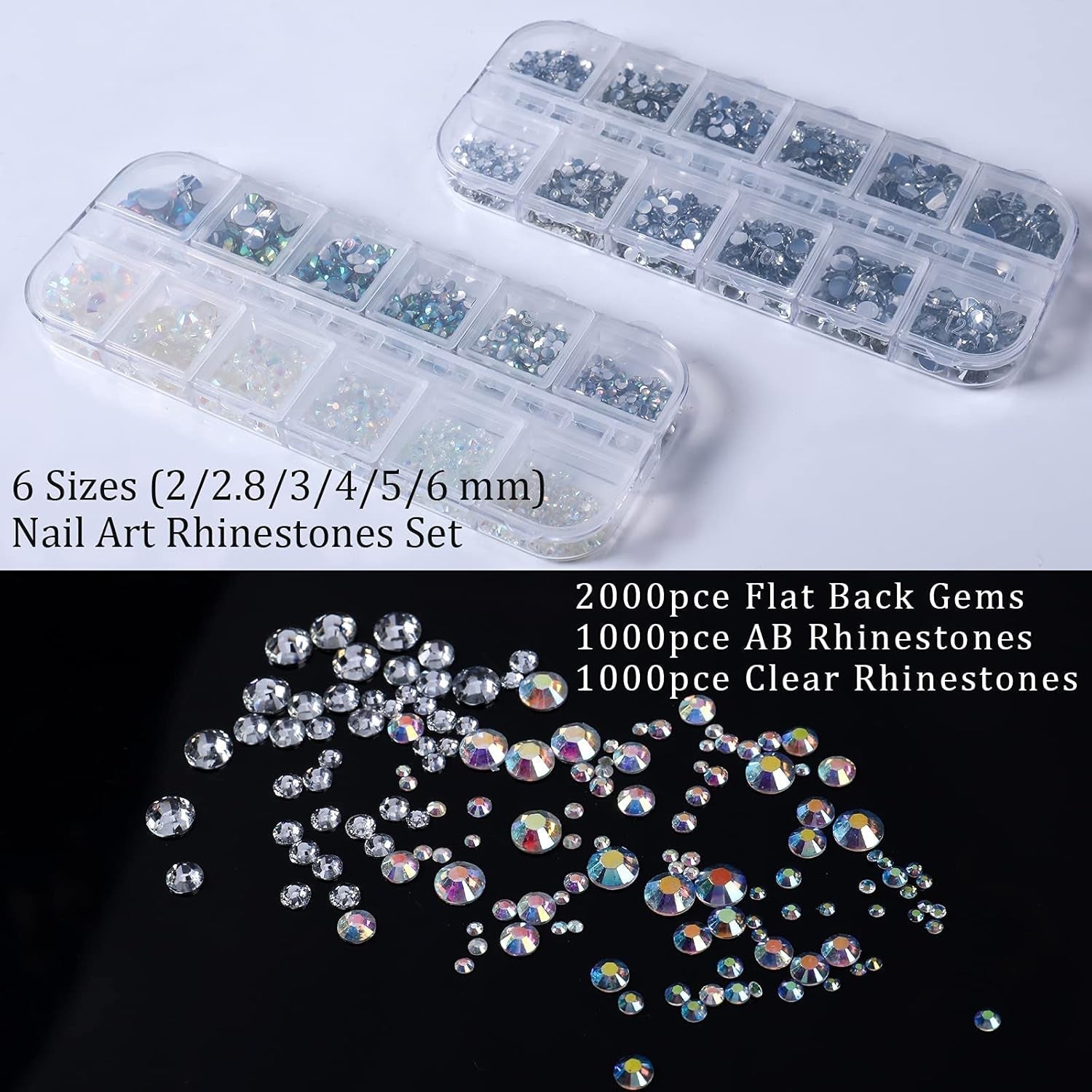 ANGNYA 4000 Stück Strasssteine Nägel Nail Art Strasssteine Dekorationen Nagelsteine Für Nail Art Zubehör Und Klare Kristall Strasssteine Handwerk Mit Pick up Pinzette Und Strass Picker Dotting Pen...