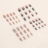Konstgjorda naglar Naturligt Glitter Kort Press På Akryl Självhäftande Glitternaglar För Kvinnor Flickor Nail Art Accessoarer 48st