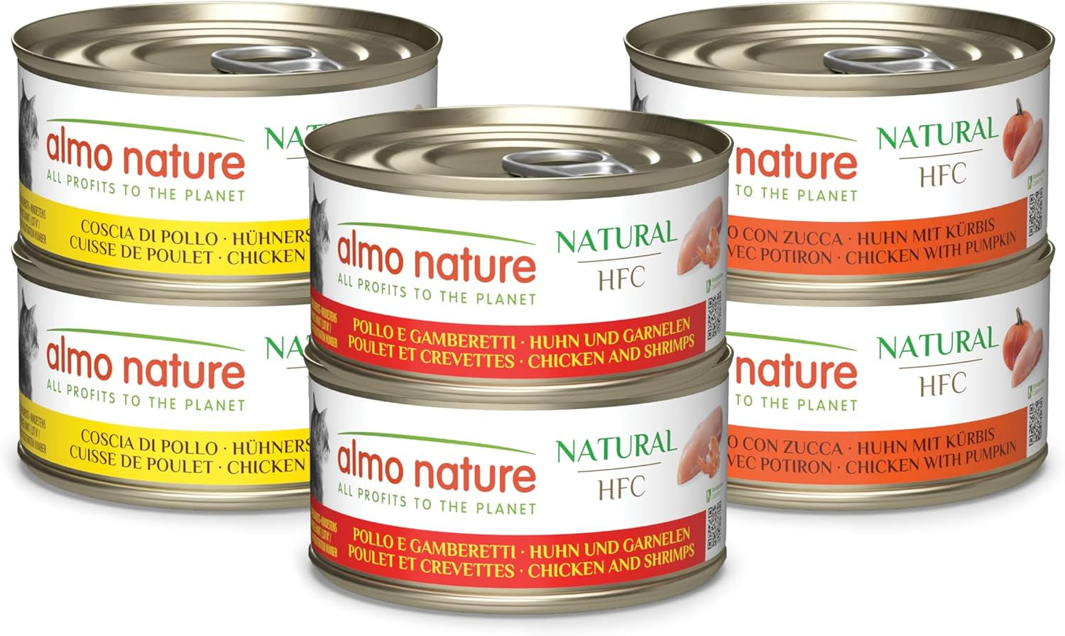 Almo Nature HFC Naturligt våtfoder för katter - Diverse recept med kyckling - 6 x 70g