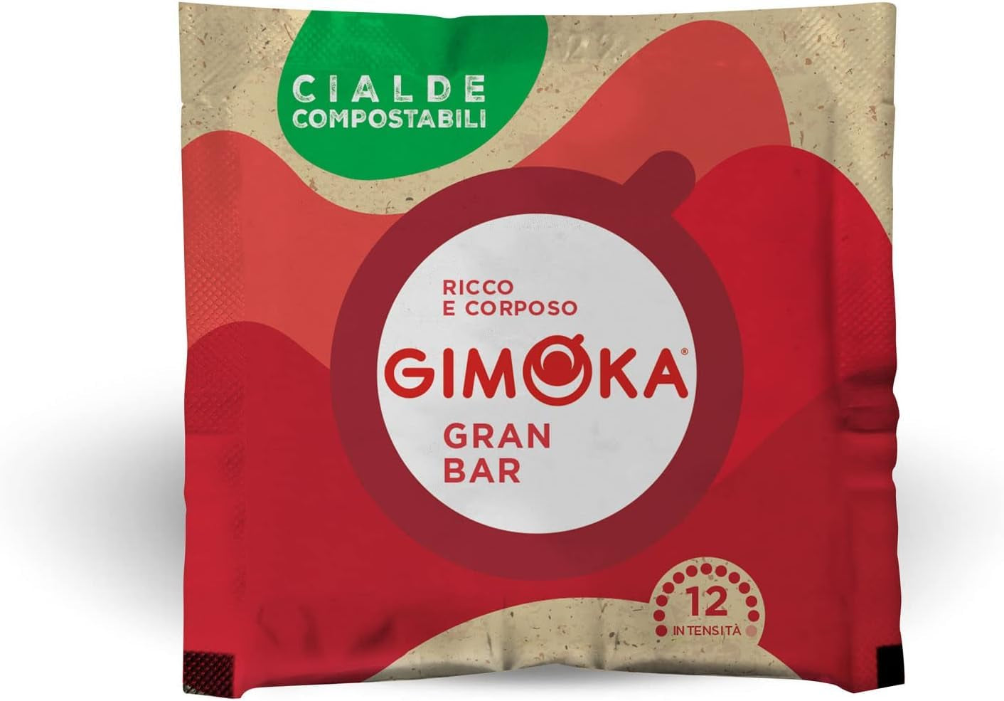 Gimoka Kompostierbare Kaffeepads, Gran Bar Intenso Kaffeemischung, Intensität 12-100 Pads - Kompatibel med ESE System Papier Pads 44 mm
