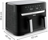 Tefal Dual Easy Fry Hot Air Fryer med två kammare, 5,2/3,1 liters kapacitet, två oberoende lådor, 7 program Hushållsapparater Naty Shop