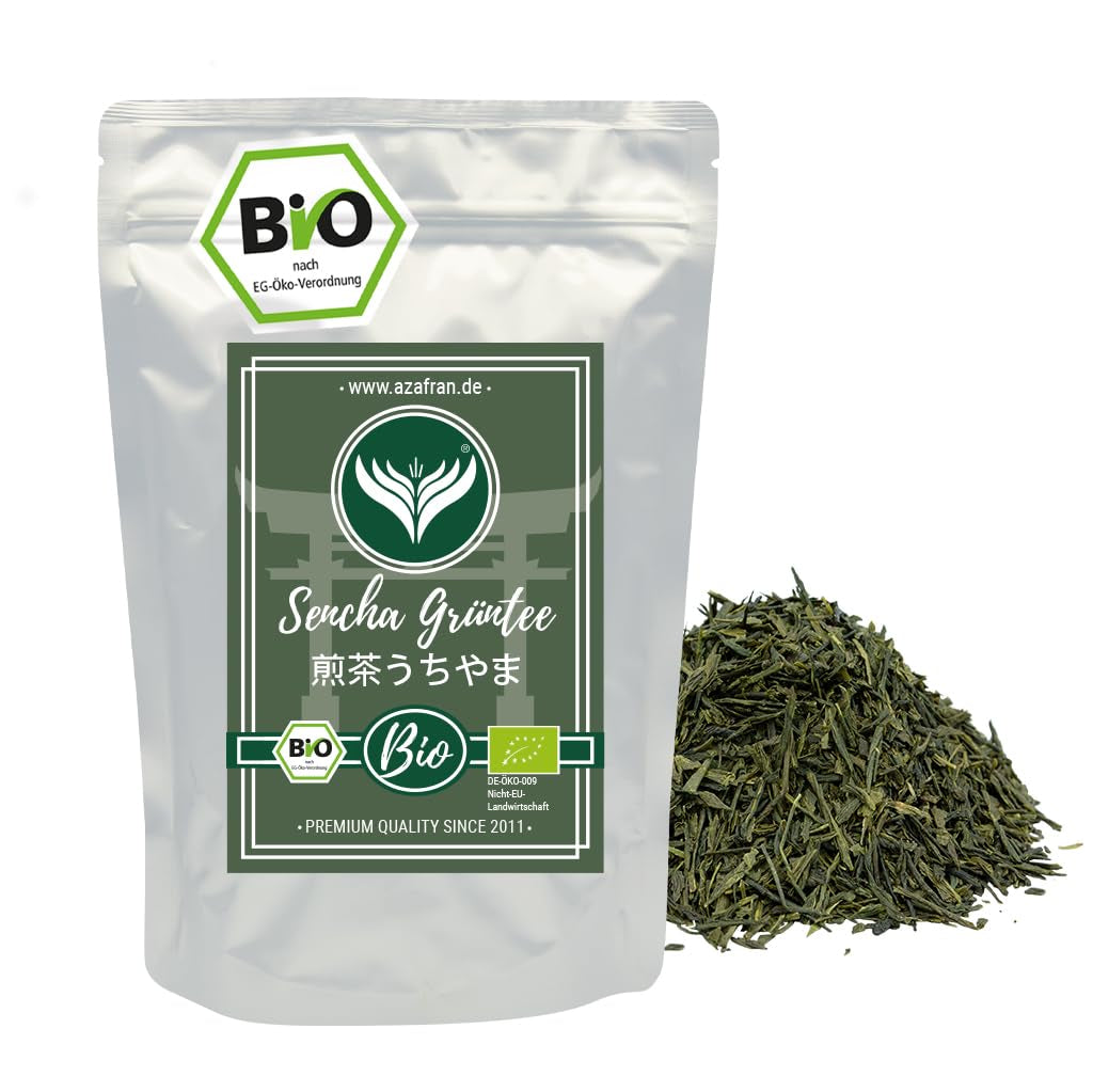 Azafran Green Tea - Ekologiskt Sencha Green Tea Loose Cut - Original Uchiyama från Japan 250 g