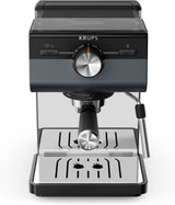 KRUPS Authentic+ espressomaskin, 15 bar, intuitiv drift, sofistikerad design, ångmunstycke, inklusive utökade tillbehör, Bullet Dark silver/Rostfritt stål, XP384G10