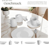 tectake® 12-personers servisset, 100-delat porslinsservis, inklusive 12 tallrikar, 12 desserttallrikar, 12 middagstallrikar, 12 koppar, 12 spannmålsskålar, salladsskål, mjölkkanna, sockerskål