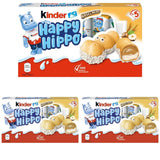 Kinder Happy Hippo Hasselnöt - Specialknäckiga rån med mjölk och hasselnötskräm - Karneval och Mardi Gras sötsaker - 1 förpackning innehållande 5 individuella barer på 20,7 g vardera