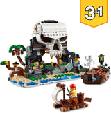 LEGO Creator 3-i-1 piratskeppsset, leksak med 3 byggalternativ, bygg en piratkrog eller skalle Pirate Island, innehåller 3 rollspelsäventyrsminifigurer 31109 Byggset Besuche den LEGO-Store