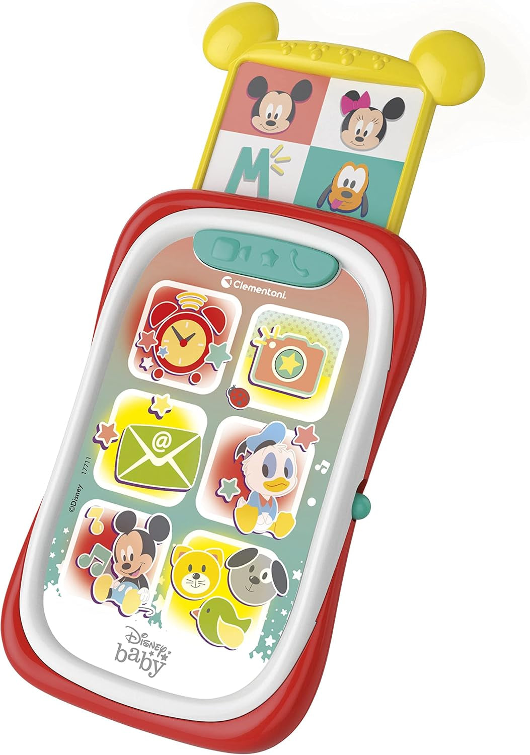 Clementoni 17711 Disney Baby Baby Mickey Smartphone, Barnmobil med ljus- och ljudeffekter, Interaktiv leksak för barn 9-36 månader, M, Flerfärgad Bebe Toys Naty Shop