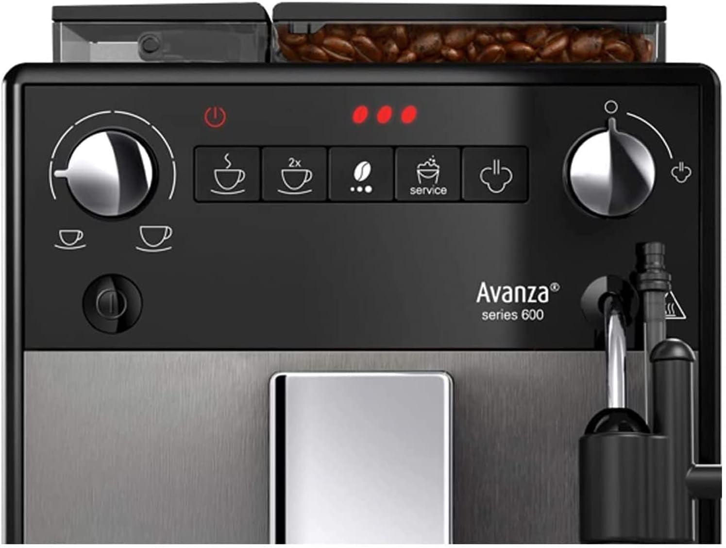 Melitta Avanza - Helautomatisk espressomaskin med mjölksystem, espressomaskin med kvarn och extra stor vattentank (1,5 l) för t.ex. cappuccino eller espresso, mystisk titan