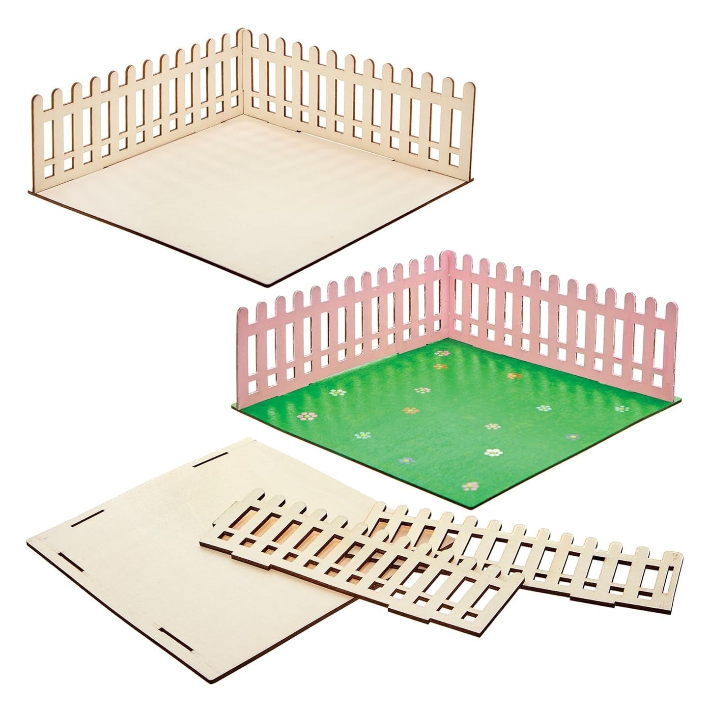 Baker Ross FN256 Mini Wooden Garden Dollhouse - 1 Pack Kids Dollhouse Kit Craft Kit
