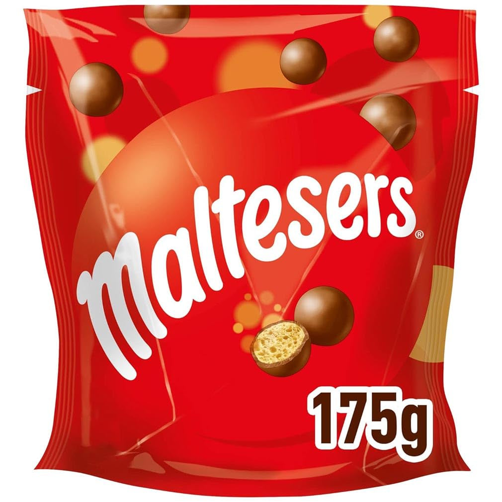 Maltesers chokladbollar med ett krispigt och ljust centrum, luftigt chokladmellanmål, 1 förpackning (1 x 175 g)