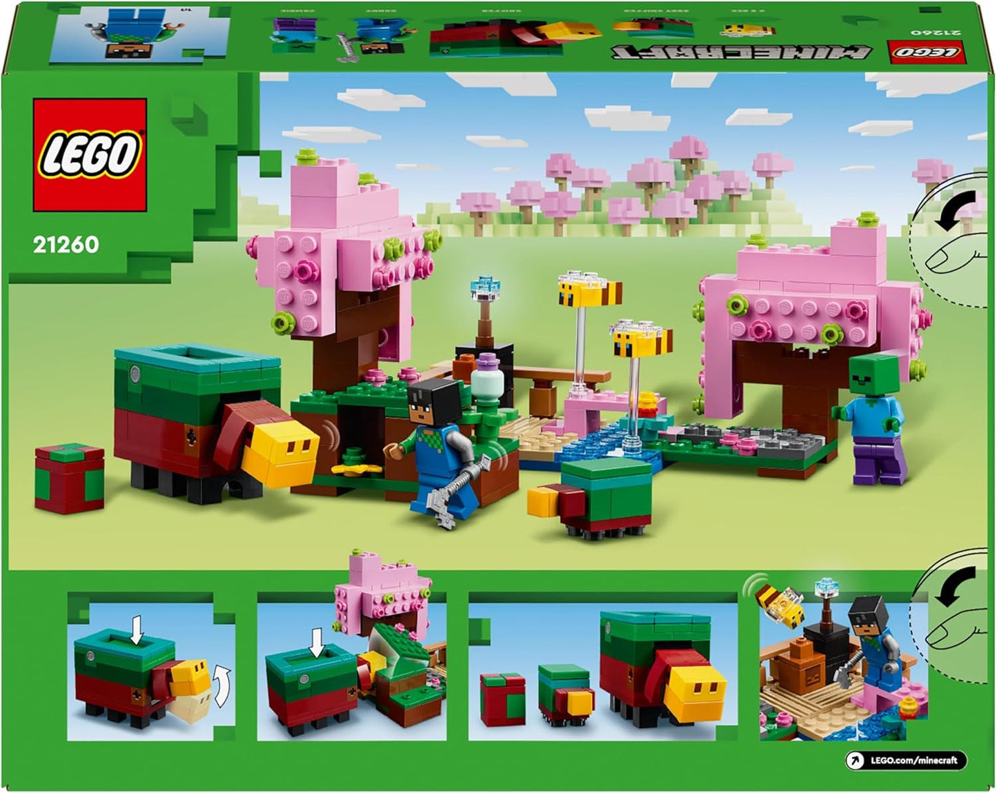 LEGO Minecraft Cherry Blossom Orchard Toy Garden att utforska med solig, sniffer, zombie och bin Gamerpresent för pojkar och flickor 8 år gamla 21260 Byggset Beuche den LEGO-Store