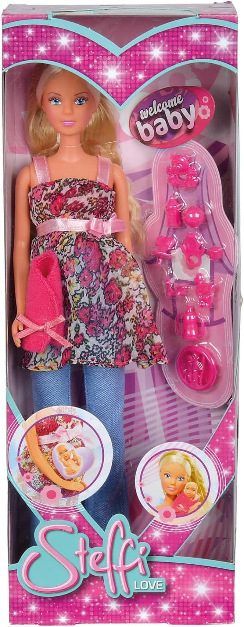 Simba 105734000 - Steffi Love Welcome Baby, Gravid docka, Med barnet i magen, Accessoar, Dressing docka, 29Cm, För barn från 3 år Dolls Naty Shop