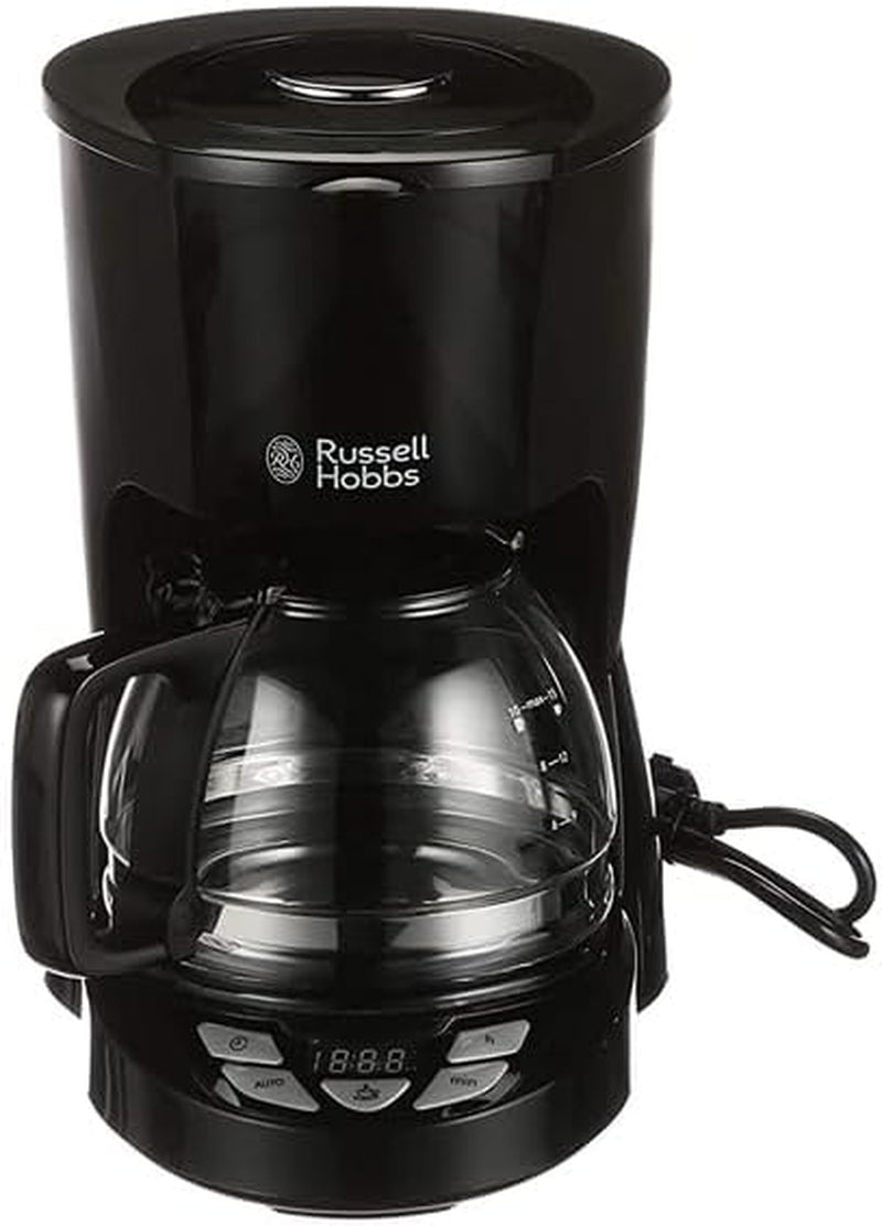 Russell Hobbs kaffebryggare [Digital timer, duschmunstycke för optimal extraktion och arom] Texturer+ (1 till 12 koppar, 1,25 l glaskaraff, värmeplatta, antidroppsystem) Filterkaffebryggare 22620-56