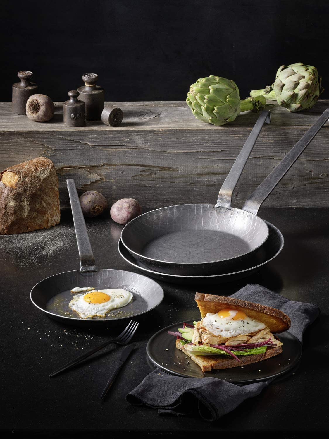 RÖSLE Serie 1888 Smidesjärnsstekpanna, hög kvalitet, hög kant för krispiga pommes frites och snabbstekt kött, lämplig för grillning och induktionsgrytor och stekpannor Naty Shop