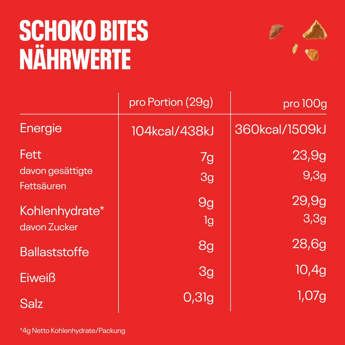 NEOH Chokladbitar | Inget tillsatt socker, 100kcal per portion, knapriga bitar med krämig hasselnöts- och kakaofyllning, perfekt för takeaway eller som müsli-ersättning | Keto, lågkolhydrat | Förpackning om 3 x 29g
