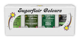 Sugarflair Pasta matfärg, grön, set med 4, matfärg för pasta, fondant, marsipan, sockerpasta, smörkräm och mer: Ilex Green, Spring Green, Spruce Green, Party Green - Set om 4