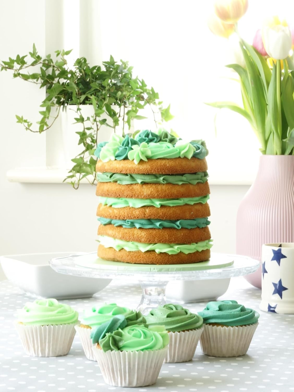 Sugarflair Pasta matfärg, grön, set med 4, matfärg för pasta, fondant, marsipan, sockerpasta, smörkräm och mer: Ilex Green, Spring Green, Spruce Green, Party Green - Set om 4